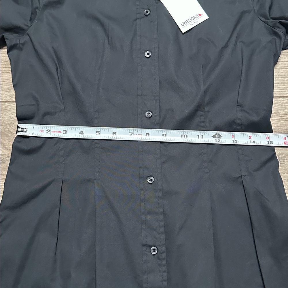 Untuckit Milan Stretch Cotton Button Up Dress‎ Black Office Travel Casual Size 6 - Picture 13 of 16